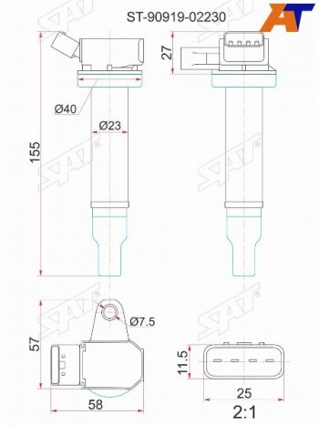 Катушка зажигания TOYOTA 1G-FE 98-042UZ-FE 98-03 SAT ST-90919-02230