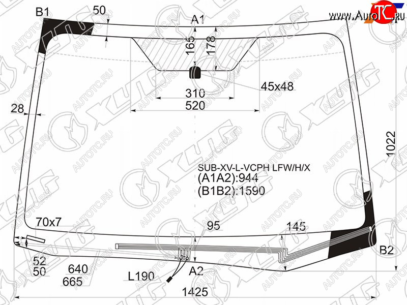 8 649 р. Стекло лобовое (Обогрев щеток) Subaru Impreza 11-16  XV 11-17  Impreza WRX 14-21  Impreza WRX STI XYG SUB-XV-L-VCPH LFW/H/X  с доставкой в г. Кемерово