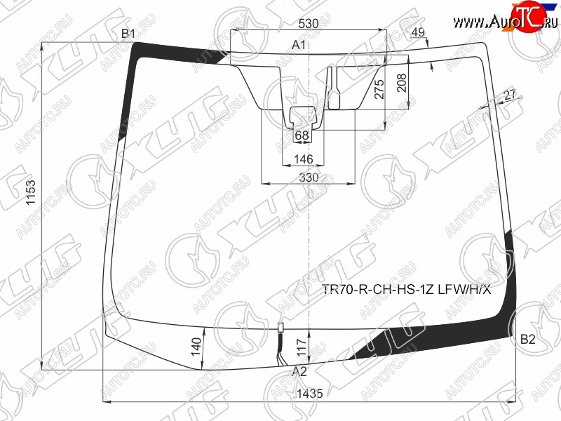 13 199 р. Стекло лобовое (Обогрев щеток Камера Место под датчик запотевания) Toyota Noah 14-17  Voxy 14-17 XYG TR70-R-CH-HS-1Z LFW/H/X  с доставкой в г. Кемерово
