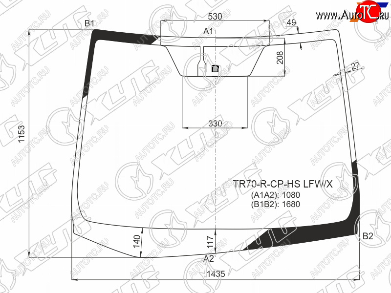 12 649 р. Стекло лобовое (Место под датчик запотевания) Toyota Noah 14-22  Voxy 14-22  Esquire 14-21 XYG TR70-R-CP-HS LFW/X  с доставкой в г. Кемерово