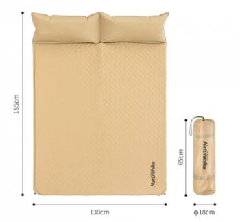 5 449 р. Коврик самонадувающийся Naturehike двойной, с подушками, 185х130х2,5 см, песочный Naturehike nh18q010-d-nye  с доставкой в г. Кемерово. Увеличить фотографию 2
