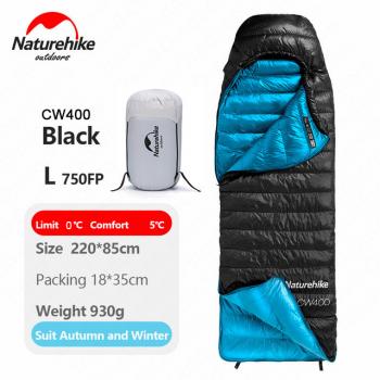 21 949 р. Мешок спальный Naturehike Ultralight CW400 L , 220х85 см, (правый) (ТК: +5C), черный Naturehike nh18c400-d-bll  с доставкой в г. Кемерово. Увеличить фотографию 2