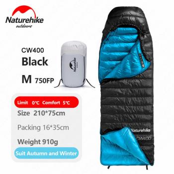 21 019 р. Мешок спальный Naturehike Ultralight CW400 M , 210х75 см, (правый) (ТК: +5C), черный Naturehike nh18c400-d-blm  с доставкой в г. Кемерово. Увеличить фотографию 2