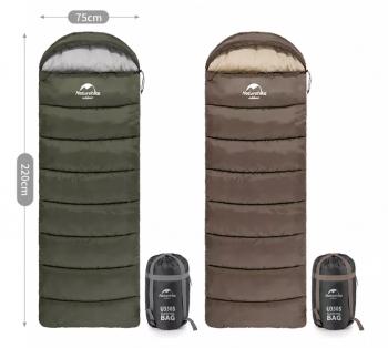 4 269 р. Мешок спальный Naturehike U350, (190х30)х75 см, (левый) (ТК: +1C), темно-зеленый Naturehike nh20msd07-agru350-l  с доставкой в г. Кемерово. Увеличить фотографию 3