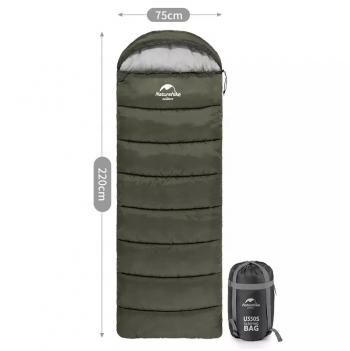 3 499 р. Мешок спальный Naturehike U150, 220х75 см, (ТК: +11C), (левый), темно-зеленый Naturehike nh20msd07-arm150-l  с доставкой в г. Кемерово. Увеличить фотографию 5