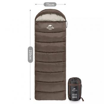 5 899 р. Мешок спальный Naturehike U350S, (190+30)х75 см, (ТК: -3C), (правый), коричневый Naturehike nh20msd07-gre350s  с доставкой в г. Кемерово. Увеличить фотографию 4