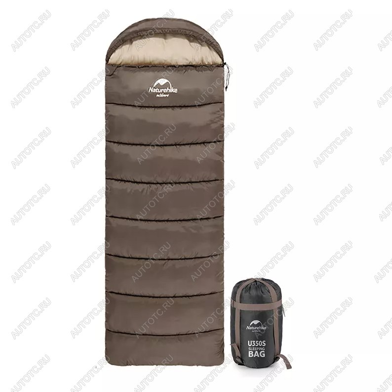 4 559 р. Мешок спальный Naturehike U350, (190х30)х75 см, (правый) (ТК: +1C), коричневый Naturehike nh20msd07-gu350  с доставкой в г. Кемерово