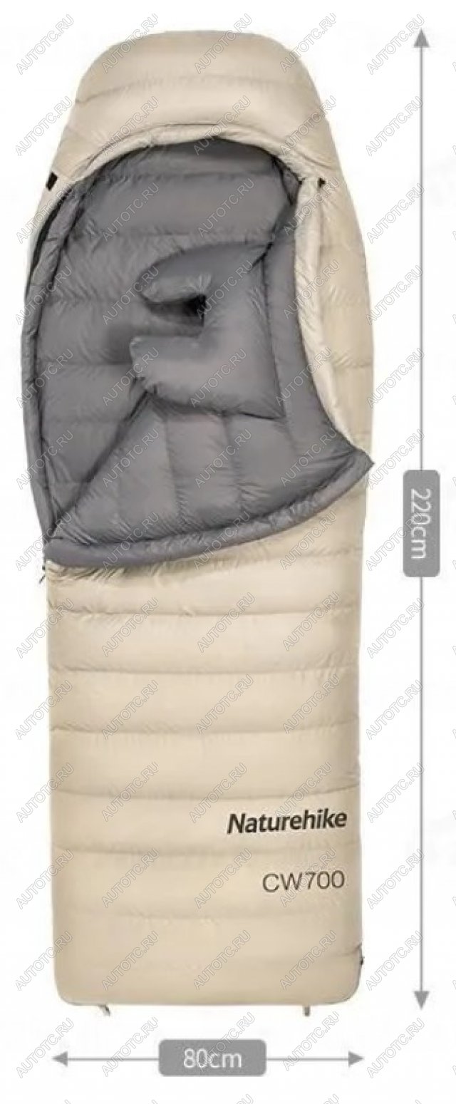 43 999 р. Мешок спальный Naturehike CW700, 220х80 см, (правый) (ТК: -2C), бежевый Naturehike nh22yd001-kh700g  с доставкой в г. Кемерово