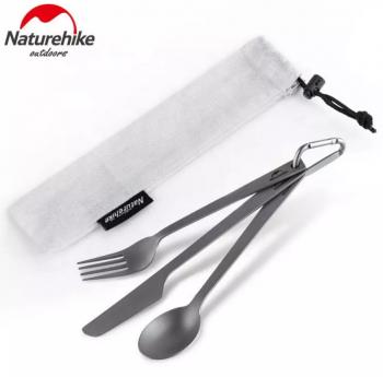 2 809 р. Набор столовых приборов Naturehike (нож, вилка, ложка), титан, в чехле Naturehike nh19t011-d-tic  с доставкой в г. Кемерово. Увеличить фотографию 1