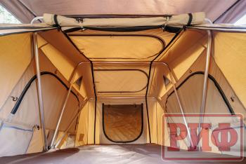 125 439 р. Палатка на крышу автомобиля РИФ Soft RT01-140, тент песочный, корпус черный, 240х140х130 см РИФ rifrt011406090w  с доставкой в г. Кемерово. Увеличить фотографию 12