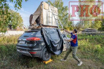 125 439 р. Палатка на крышу автомобиля РИФ Soft RT01-140, тент песочный, корпус черный, 240х140х130 см РИФ rifrt011406090w  с доставкой в г. Кемерово. Увеличить фотографию 7