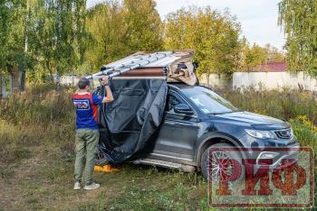 125 439 р. Палатка на крышу автомобиля РИФ Soft RT01-140, тент песочный, корпус черный, 240х140х130 см РИФ rifrt011406090w  с доставкой в г. Кемерово. Увеличить фотографию 6