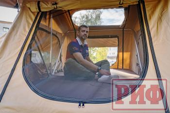 125 439 р. Палатка на крышу автомобиля РИФ Soft RT01-140, тент песочный, корпус черный, 240х140х130 см РИФ rifrt011406090w  с доставкой в г. Кемерово. Увеличить фотографию 15