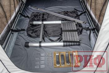 144 679 р. Палатка на крышу автомобиля РИФ Hard RT05-125, корпус белый, тент светло-серый, 210х125х150 РИФ rifrt051258010w  с доставкой в г. Кемерово. Увеличить фотографию 13
