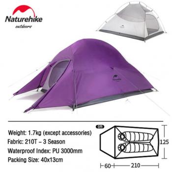 13 299 р. Палатка Naturehike Cloud Up 2-местная, алюминиевый каркас, пурпурный Naturehike nh17t001-t-tpur  с доставкой в г. Кемерово. Увеличить фотографию 2