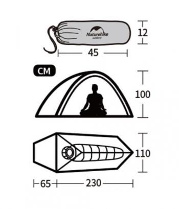 15 289 р. Палатка Naturehike Cloud Up Si 1-местная, алюминиевый каркас, сверхлегкая, синяя Naturehike nh18t010-t-1dnav  с доставкой в г. Кемерово. Увеличить фотографию 2