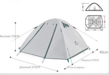 11 449 р. Палатка Naturehike P-Series 4-местная, алюминиевый каркас, белая Naturehike nh18z044-p-4w  с доставкой в г. Кемерово. Увеличить фотографию 5