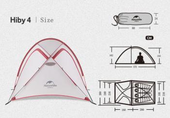 26 969 р. Палатка Naturehike Hiby Si 4-местная, алюминиевый каркас, серо-красный Naturehike nh19zp005-dg  с доставкой в г. Кемерово. Увеличить фотографию 6