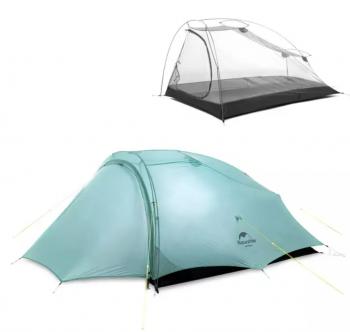 14 609 р. Палатка Naturehike Outdoor 2-местная, алюминиевый каркас, сверхлегкая, голубой Naturehike nh20zp091-2lbl  с доставкой в г. Кемерово. Увеличить фотографию 2