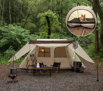 29 739 р. Палатка Naturehike Village 5.0 4-местная, алюминиевый каркас, снежная юбка, бежевая Naturehike nh21zp009-kh  с доставкой в г. Кемерово. Увеличить фотографию 7