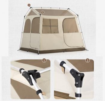 29 739 р. Палатка Naturehike Village 5.0 4-местная, алюминиевый каркас, снежная юбка, бежевая Naturehike nh21zp009-kh  с доставкой в г. Кемерово. Увеличить фотографию 12