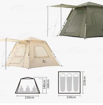 20 789 р. Палатка Naturehike Ango 3-местная, быстросборная, снежная юбка, бежевая Naturehike nh21zp010-khskr  с доставкой в г. Кемерово. Увеличить фотографию 6