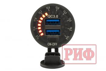 1 699 р. Розетка USB 2 QC 3.0 с вольтметром РИФ rif22-4-01460  с доставкой в г. Кемерово. Увеличить фотографию 4