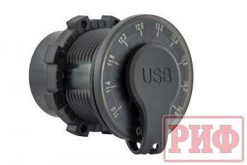 1 699 р. Розетка USB 2 QC 3.0 с вольтметром РИФ rif22-4-01460  с доставкой в г. Кемерово. Увеличить фотографию 2