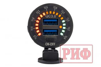 1 699 р. Розетка USB 2 QC 3.0 с вольтметром РИФ rif22-4-01460  с доставкой в г. Кемерово. Увеличить фотографию 5
