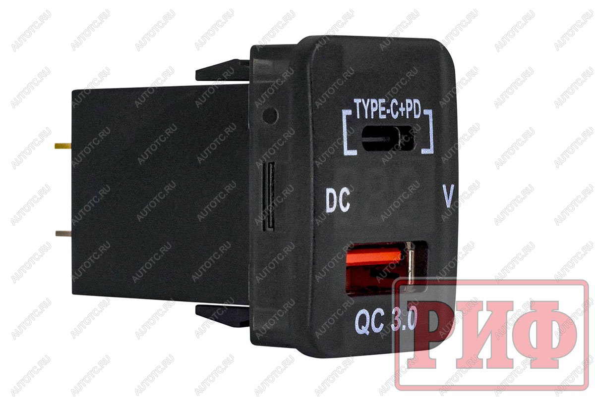 1 779 р. Розетка USB Type C, QC 3.0 с вольтметром для Toyota 32x20 РИФ rif22-4-1013400  с доставкой в г. Кемерово