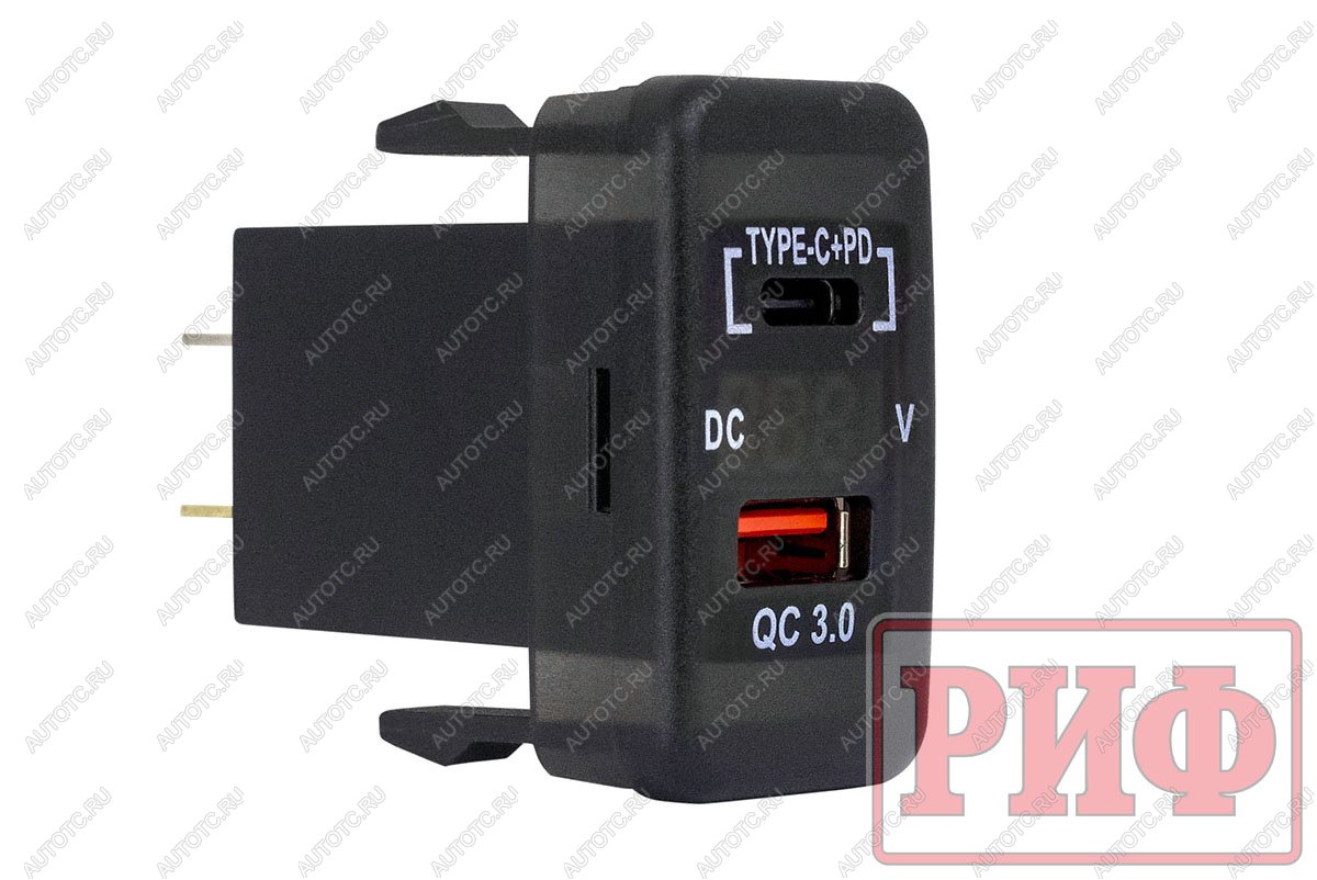 1 849 р. Розетка USB Type C, QC 3.0 с вольтметром для Toyota 40x20 РИФ rif22-4-1013600  с доставкой в г. Кемерово