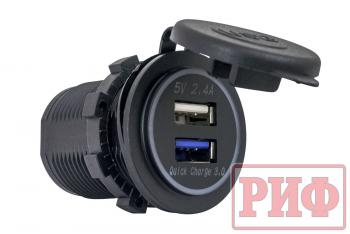 1 949 р. Розетка USB 2.4А, QC 3.0 34x37х54 РИФ rif22-4-1014100  с доставкой в г. Кемерово. Увеличить фотографию 1