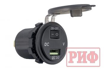 269 р. Розетка USB QC 3.0 с вольтметром, 34x37х54 РИФ rif22-4-1014200  с доставкой в г. Кемерово. Увеличить фотографию 1