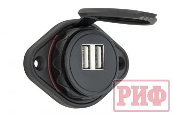 1 249 р. Розетка USB 3,1А накладное крепление, красная подсветка РИФ rif22-4-21450  с доставкой в г. Кемерово. Увеличить фотографию 1