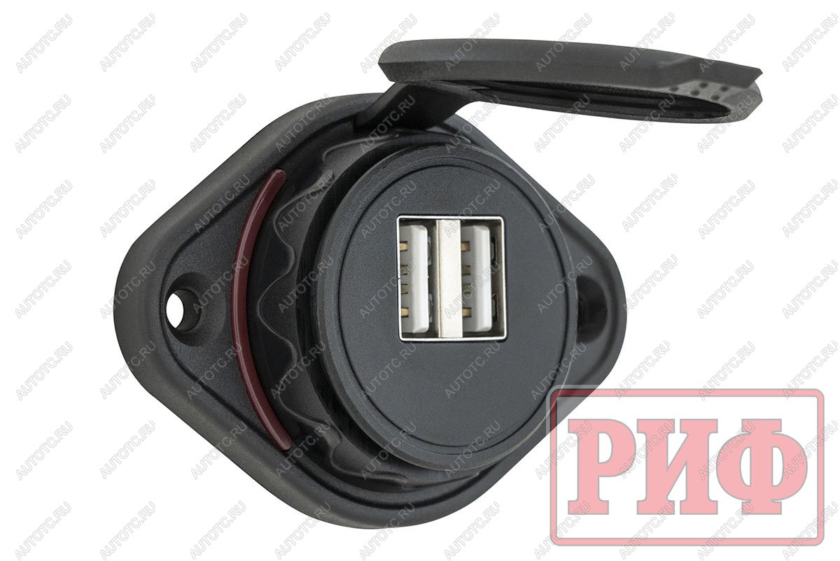 1 249 р. Розетка USB 3,1А накладное крепление, красная подсветка РИФ rif22-4-21450  с доставкой в г. Кемерово