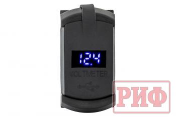 1 699 р. Розетка USB Type PD, QC 3.0 с вольтметром, синяя подсветка РИФ rif22-4-41480  с доставкой в г. Кемерово. Увеличить фотографию 2