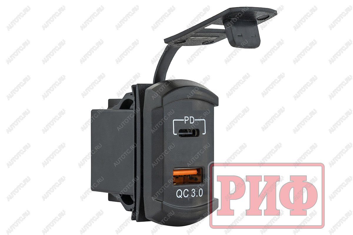 1 699 р. Розетка USB Type PD, QC 3.0 с вольтметром, синяя подсветка РИФ rif22-4-41480  с доставкой в г. Кемерово