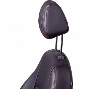 7 199 р. Комплект чехлов для сидений (РЗС 60/40, подлок., 3Г, Илана+Орегон) Lord Autofashion ТУРИН РОМБ  Chery Tiggo 7 PRO (2019-2025) (черный, вставка черная, строчка красная)  с доставкой в г. Кемерово. Увеличить фотографию 5