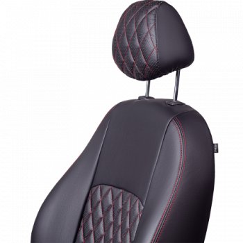 7 199 р. Комплект чехлов для сидений (РЗС 60/40, подлок., 3Г, Илана+Орегон) Lord Autofashion ТУРИН РОМБ  Chery Tiggo 7 PRO (2019-2025) (черный, вставка черная, строчка красная)  с доставкой в г. Кемерово. Увеличить фотографию 6