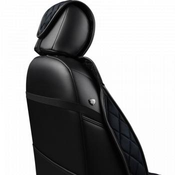 4 699 р. Накидка на сиденье (5 мест Хами) ФЕНИКС ст РОМБ Lord Autofashion   (черный, строчка синяя)  с доставкой в г. Кемерово. Увеличить фотографию 3