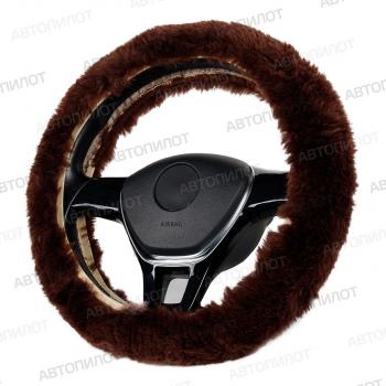 869 р. Оплётка на руль (37-40 см класс А натуральный мех) Автопилот INFINITI Q30 H15E (2015-2019) (коричневый)  с доставкой в г. Кемерово. Увеличить фотографию 3