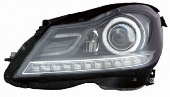 W204 ФАРА Л+П (КОМПЛЕКТ) ТЮНИНГ С ДИОД СВЕТЯЩ.СЕКЦИЯМИ РЕГ.МОТОР ВНУТРИ (DEPO) ЧЕРН DEPO md20410-000b-n