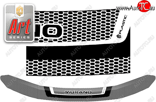2 299 р. Дефлектор капота CA-Plastic  Nissan Murano  3 Z52 (2015-2022) дорестайлинг (Серия Art черная)  с доставкой в г. Кемерово