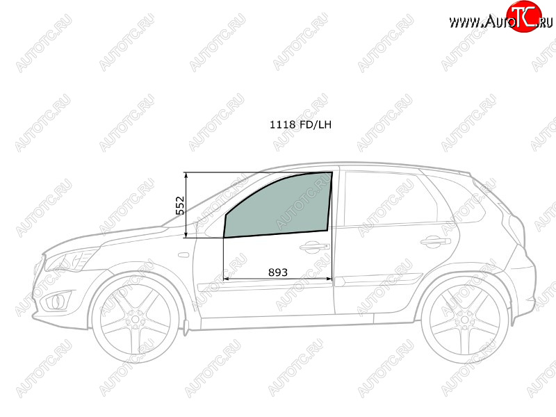 2 349 р. Стекло боковое опускное (Спереди Слева Цвет зеленый) Datsun mi-Do 14-21  on-DO 14-19  LADA Grant XYG 1118 FD/LH  с доставкой в г. Кемерово