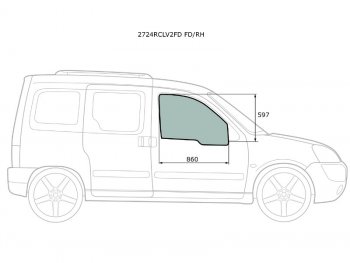 2 789 р. Стекло боковое опускное (Спереди Справа Цвет зеленый) Citroen Berlingo 96-12  Peugeot Partner 96- XYG 2724RCLV2FD FD/RH  с доставкой в г. Кемерово. Увеличить фотографию 1