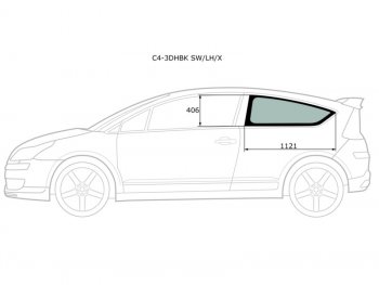 Стекло кузова боковое (не опускное) (Слева Цвет зеленый) Citroen C4 04-11 XYG C4-3DHBK SW/LH/X