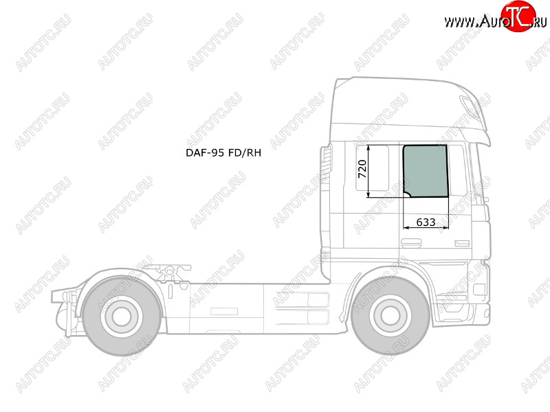 3 999 р. Стекло боковое опускное (Спереди Справа Цвет зеленый) Daf 95 88-08  XF 06-12 XYG DAF-95 FD/RH  с доставкой в г. Кемерово
