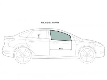 Стекло боковое опускное (Спереди Справа Цвет зеленый) Ford Focus 10-19 XYG FOCUS-III FD/RH
