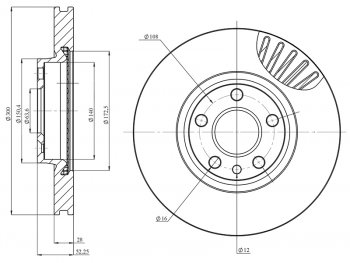 Диск тормозной передний Ø258mm HOSU Ford Mondeo Mk4,BD рестайлинг, седан (2010-2014)