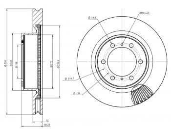 3 399 р. Диск тормозной передний Ø337mm HOSU  Lexus GX460  J150 (2009-2022), Toyota Land Cruiser Prado  J150 (2009-2025), Toyota RAV4 ( XA30,  XA40,  XA50) (2008-2025)  с доставкой в г. Кемерово. Увеличить фотографию 1